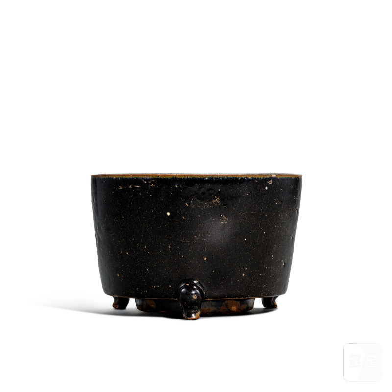 A black-glazed incense burner, Song - Yuan dynasty | 宋至元 黑釉三足爐 - 图1